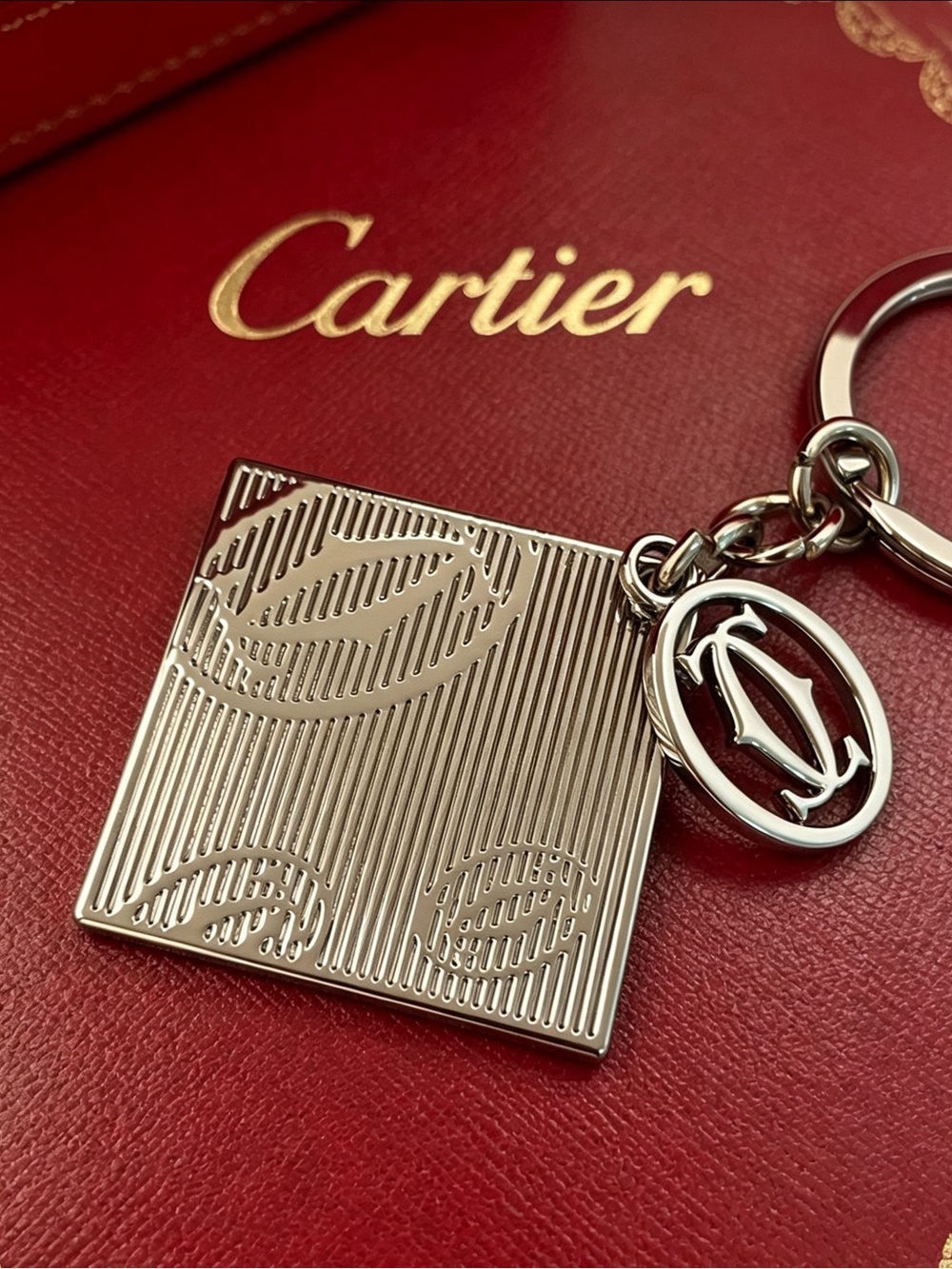 Cartier Silver-Tone Keyring with Red Cartier Box - Picture 4 of 5